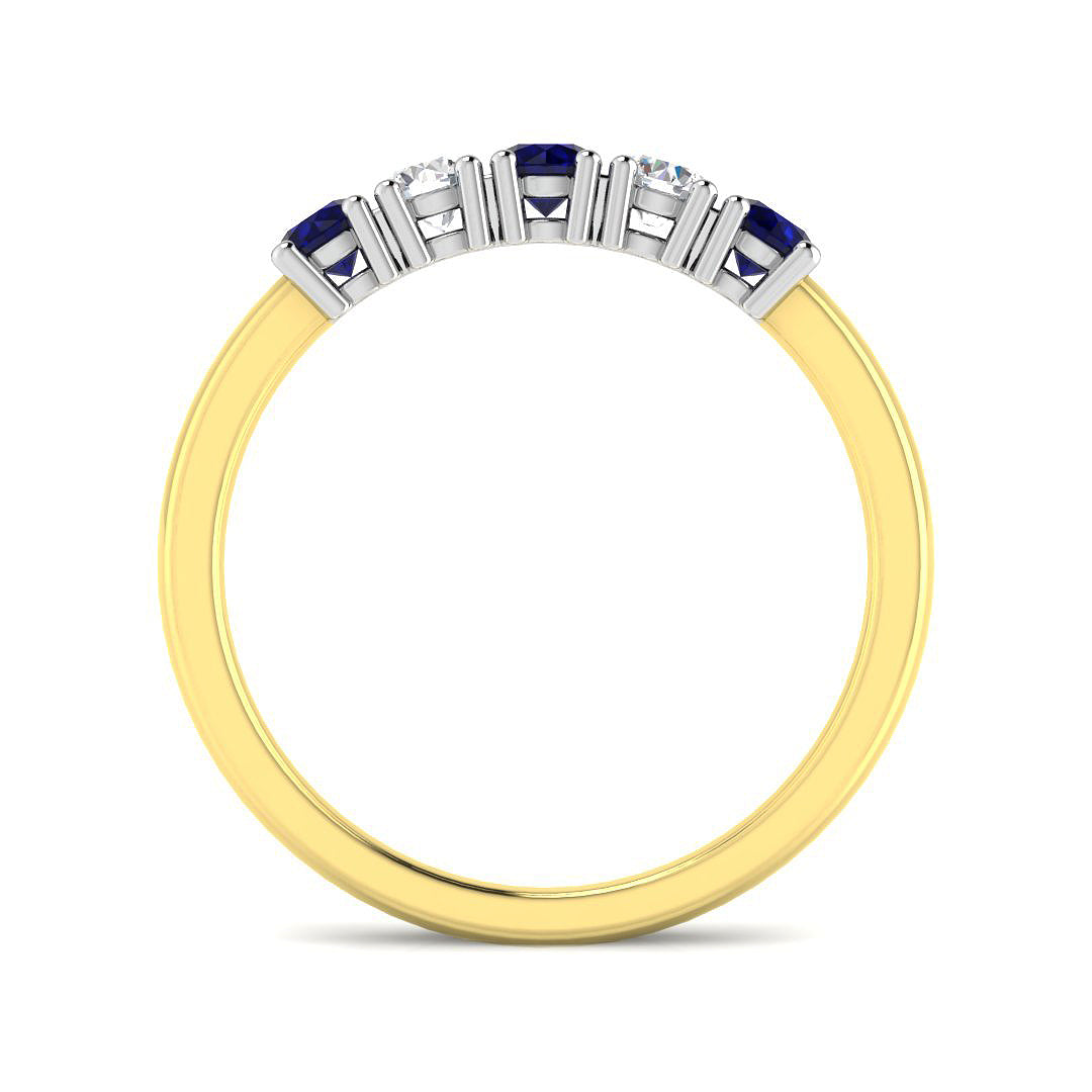 9ct Yellow Gold Round Blue Sapphire and Diamond Ring 2