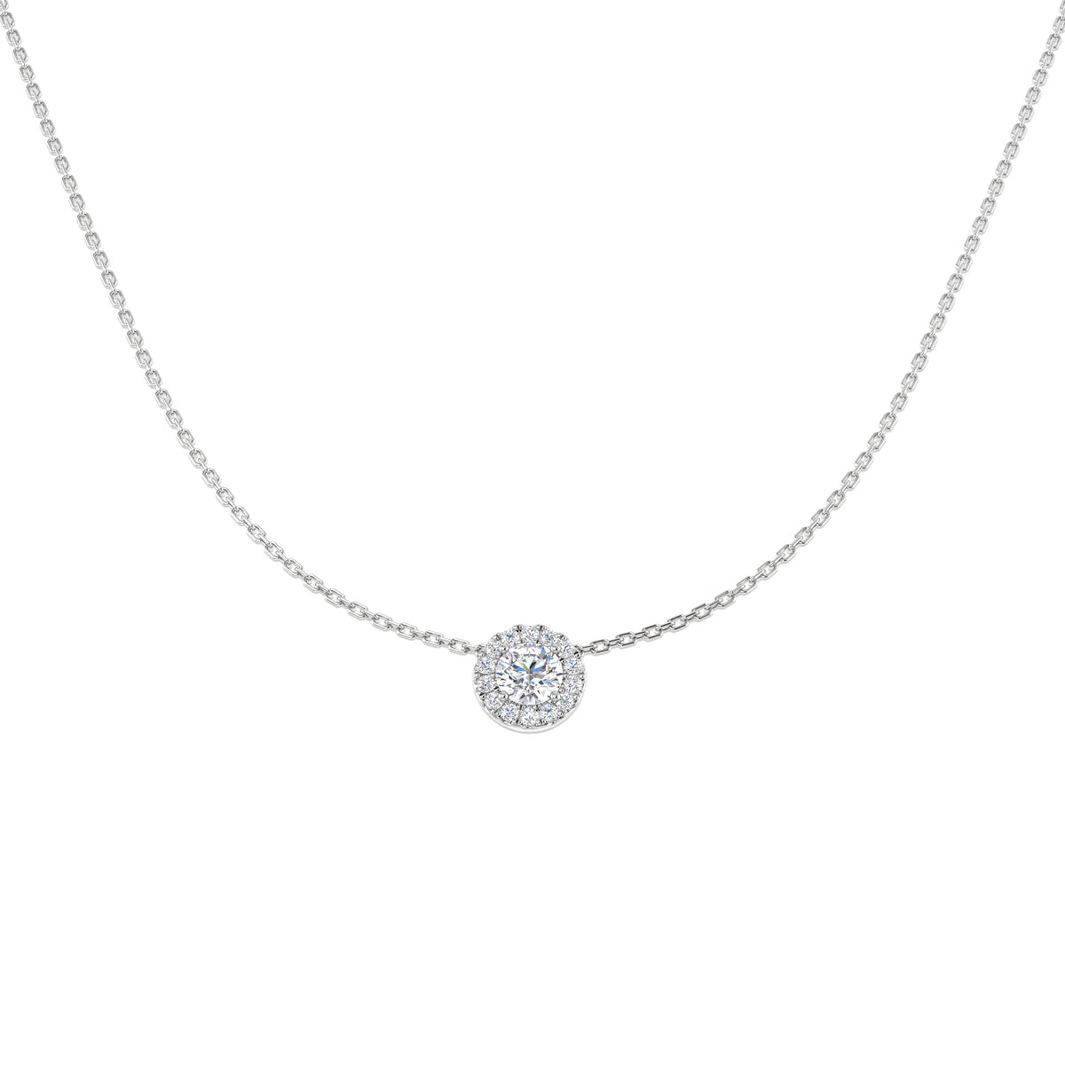 9ct White Gold Round Lab Grown Diamond Necklace 1