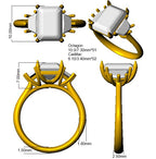 Platinum Cadillac and Radiant Lab Grown Diamond and Lab Yellow Diamond Ring 3