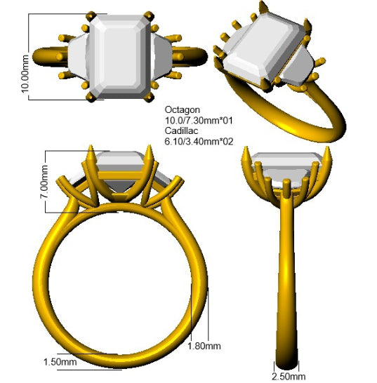 Platinum Cadillac and Radiant Lab Grown Diamond and Lab Yellow Diamond Ring 3