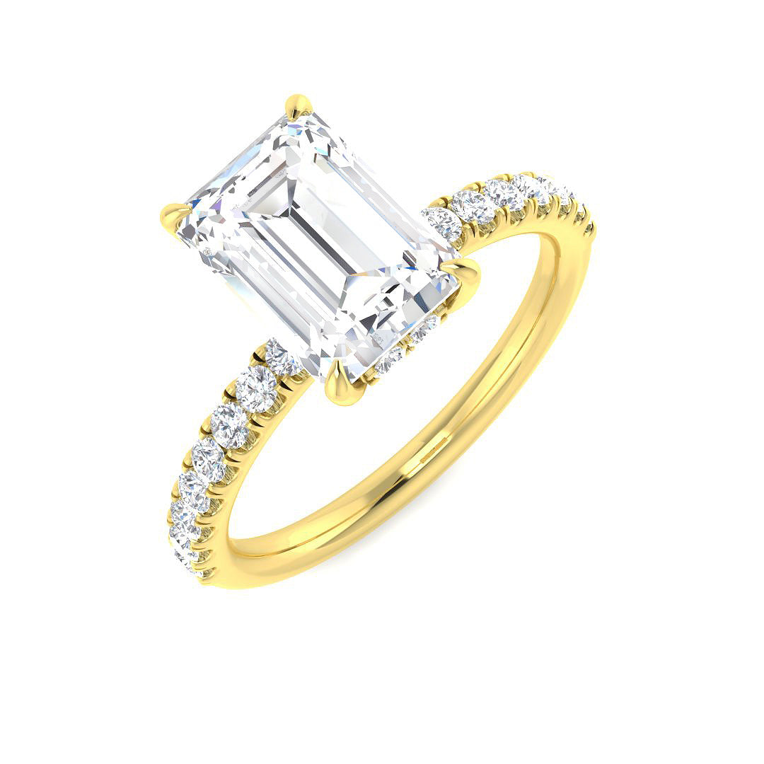 18ct Yellow Gold Emerald Cut Lab Grown Diamond Ring 1