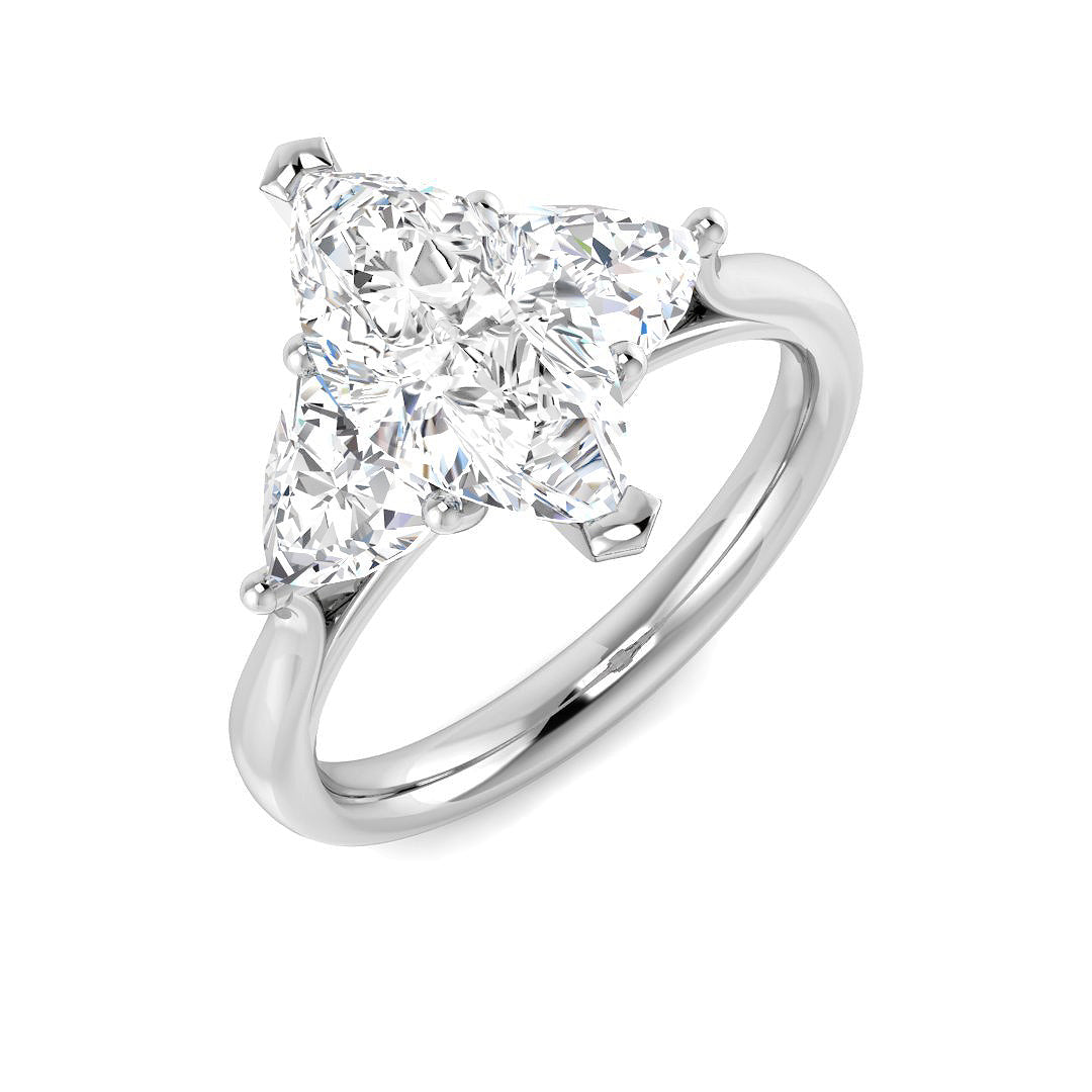 9ct White Gold Marquise and Trillion Lab Grown Diamond Ring 1