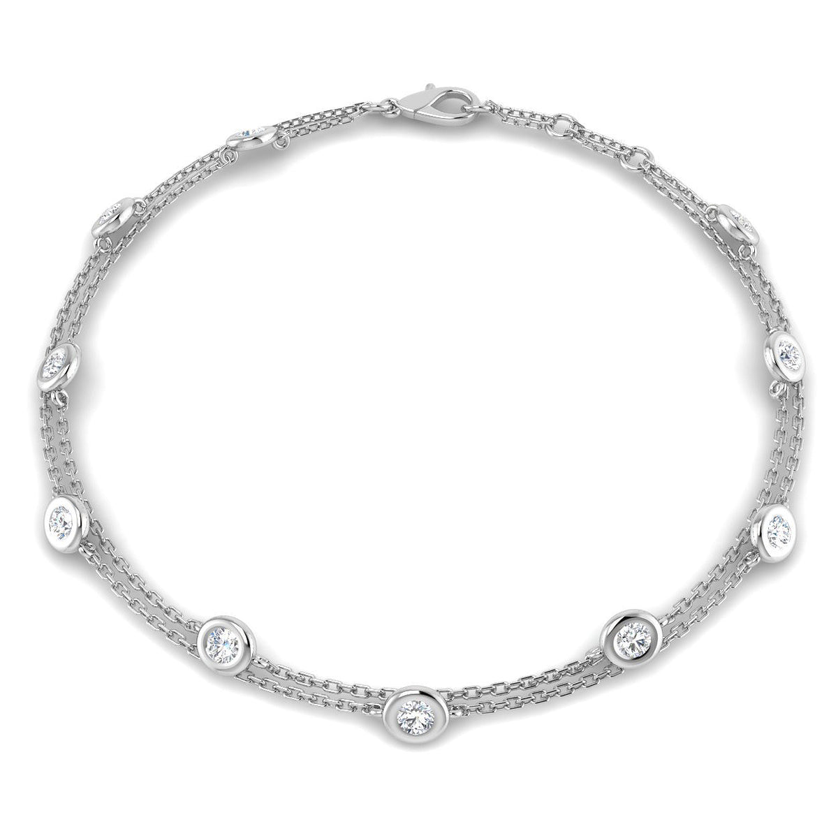 9ct White Gold Round Lab Grown Diamond Bracelet 1