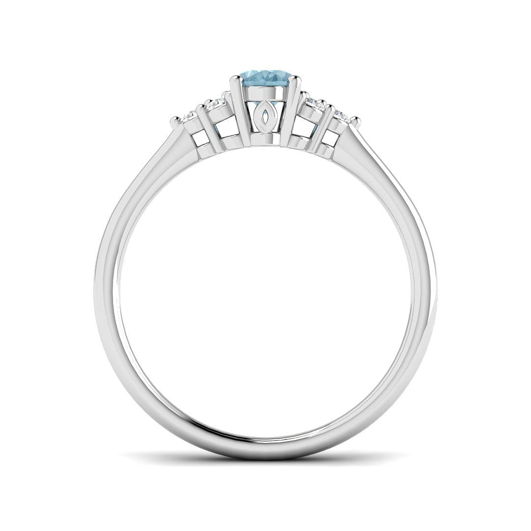 9ct White Gold Oval Aquamarine and Diamond Ring 2