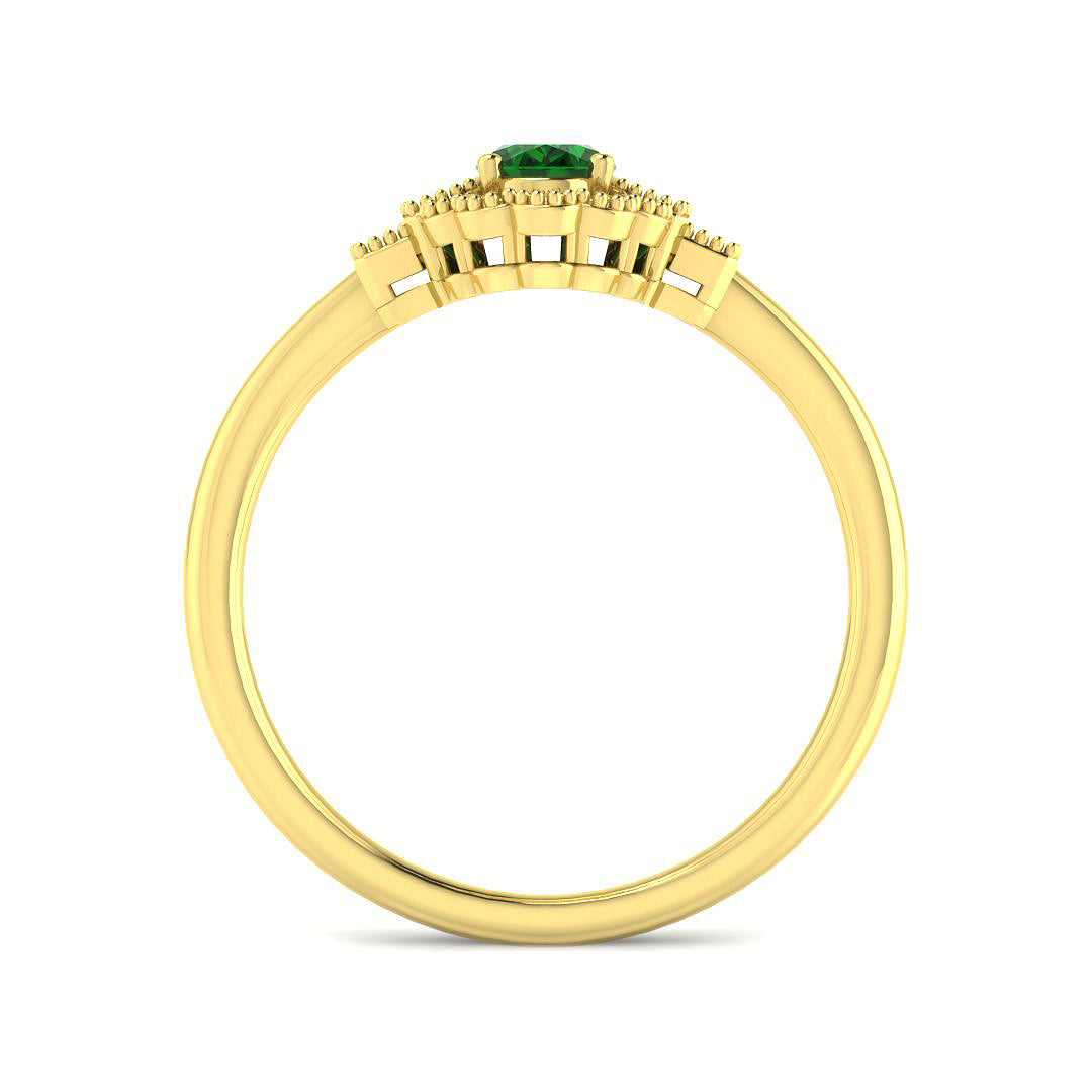 18ct Yellow Gold Baguette and Oval Emerald and Diamond Ring 2
