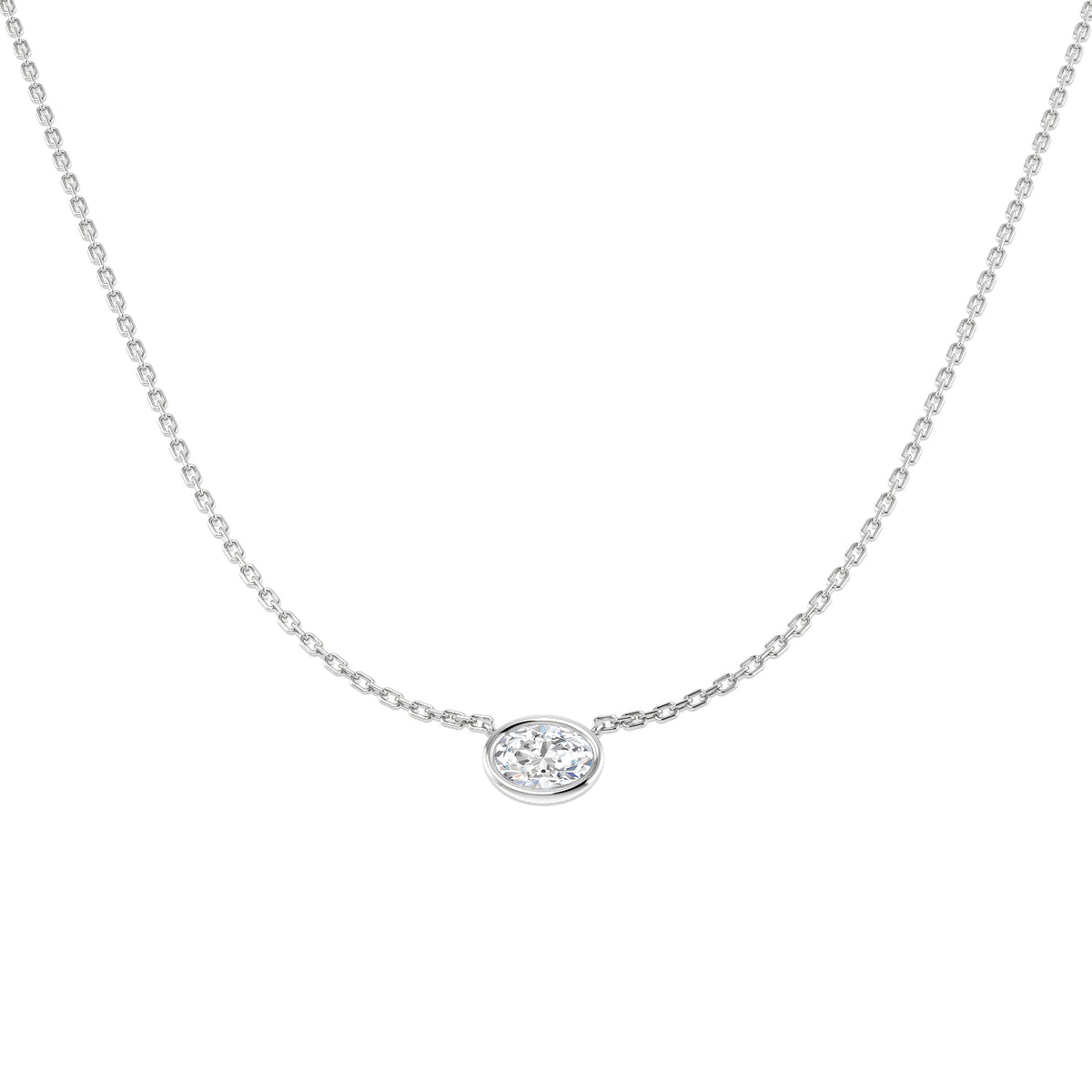 9ct White Gold Oval Lab Grown Diamond Necklace 1