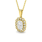 9ct Yellow Gold Cushion Old Cut Lab Grown Diamond Pendant 1