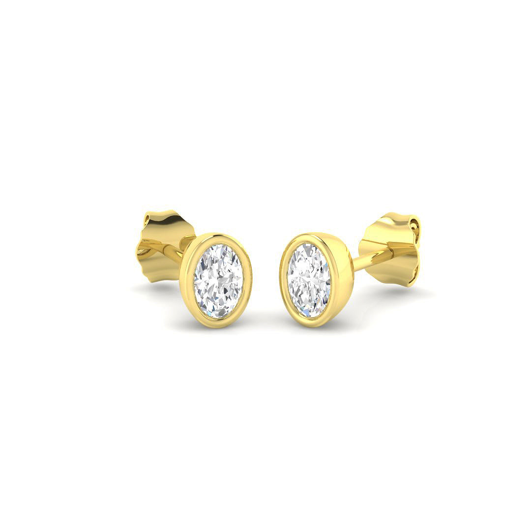 9ct Yellow Gold Oval Lab Grown Diamond Earrings 1