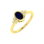 9ct Yellow Gold Oval Blue Sapphire and Diamond Ring 1