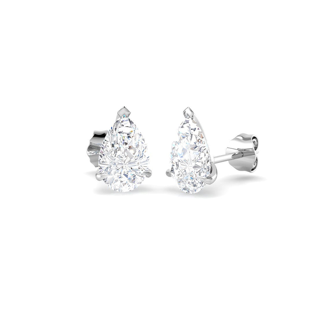 9ct White Gold Pear Lab Grown Diamond Earrings 1