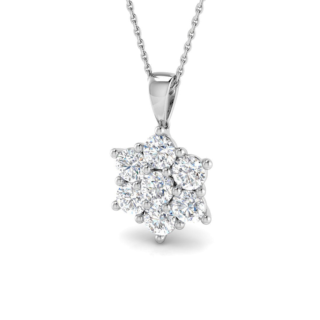 9ct White Gold Round Lab Grown Diamond Pendant 1