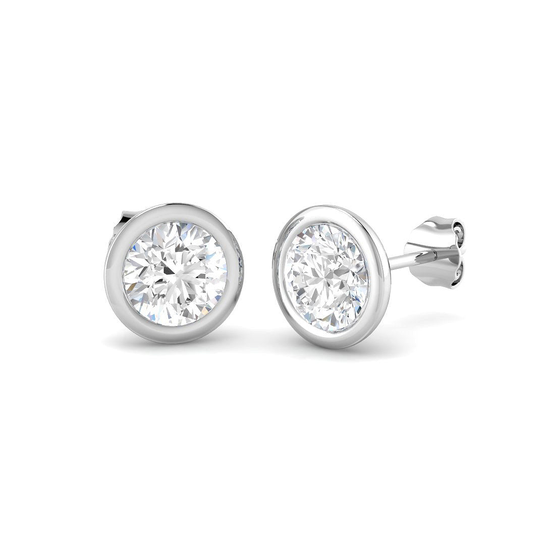 18ct White Gold Round Lab Grown Diamond Earrings 1