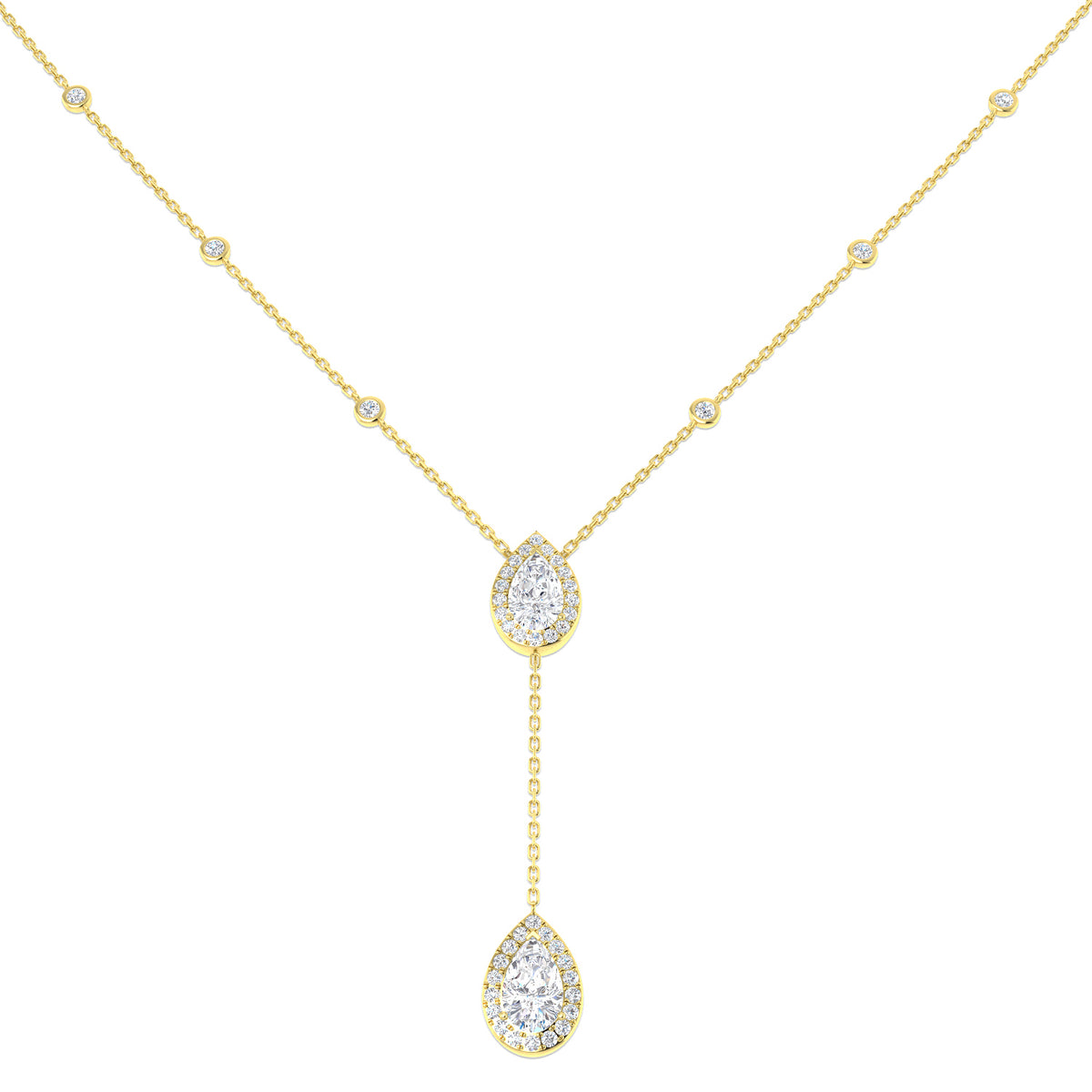 9ct Yellow Gold Pear Lab Grown Diamond Necklace 1