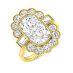 9ct Yellow Gold Baguette and Cushion Cvd Old Cut and Lab Grown Diamond Ring 1