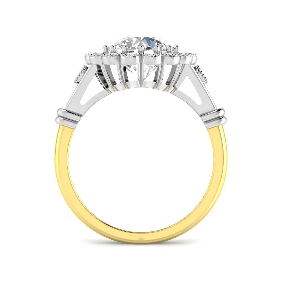 9ct Two Tone Round Cvd Old Cut Ring 2