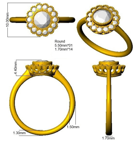 9ct Yellow Gold Round Diamond Ring 3
