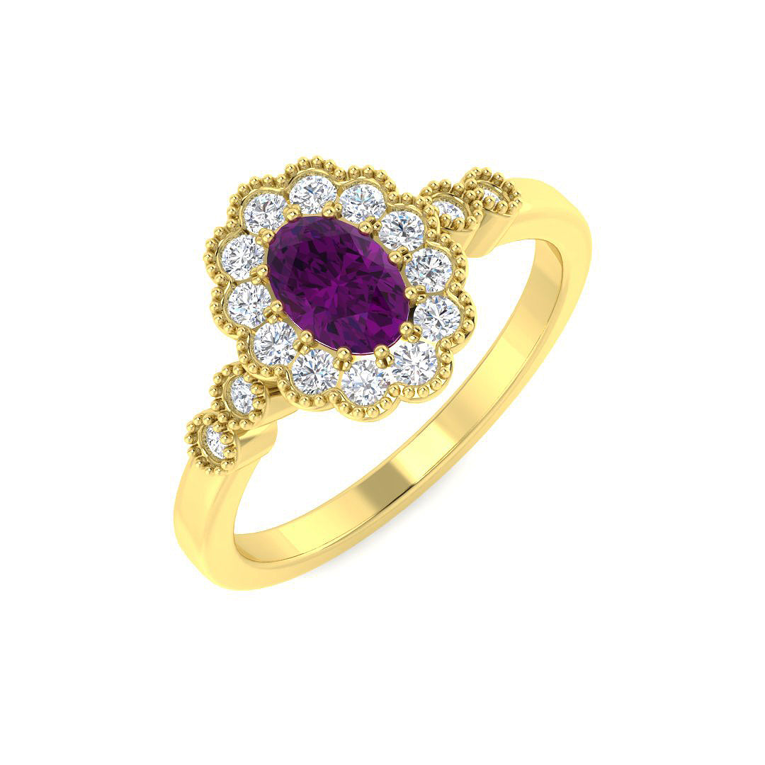 9ct Yellow Gold Oval Multi Sapphire and Diamond Ring 8