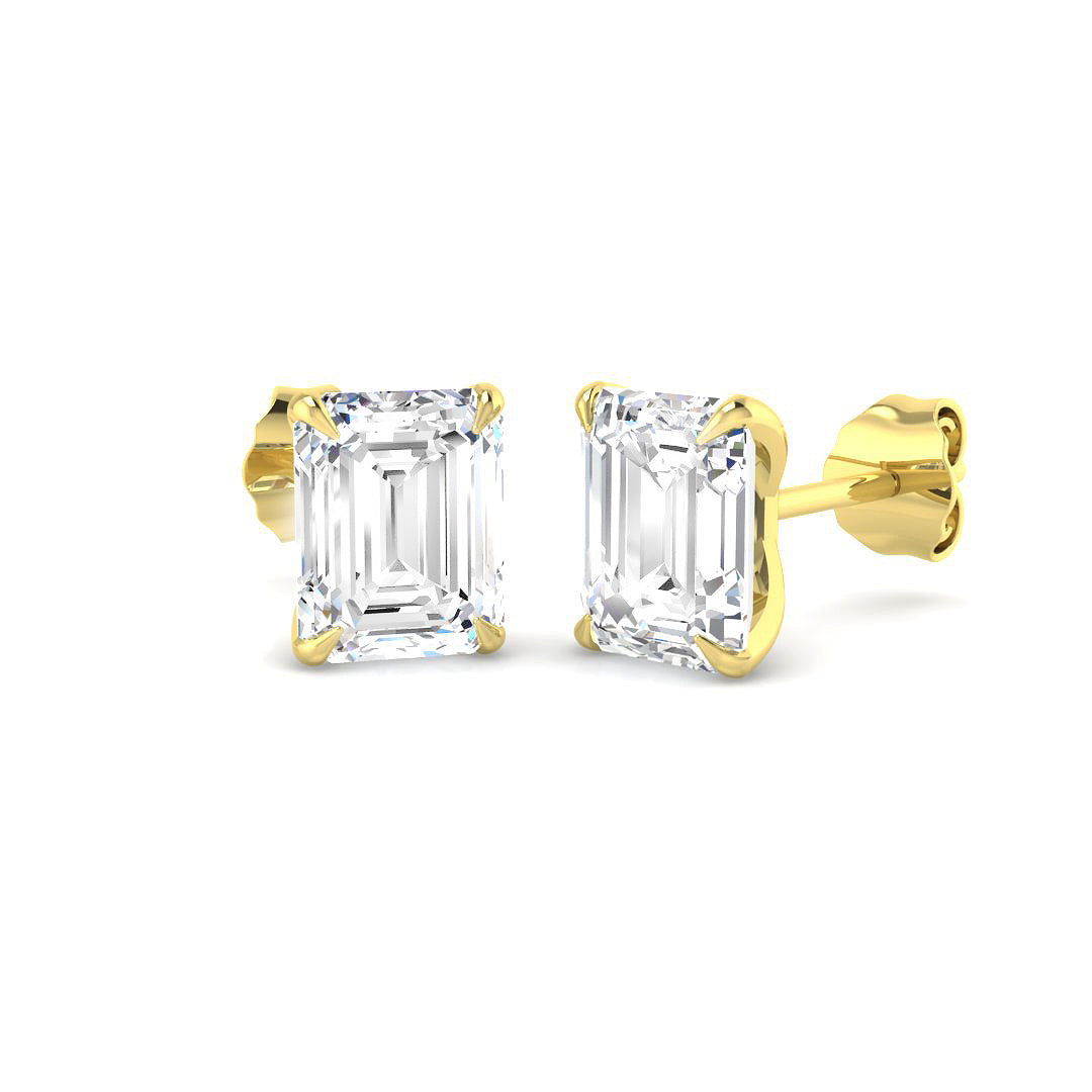 9ct Yellow Gold Radiant Lab Grown Diamond Earrings 1