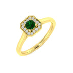 9ct Yellow Gold Round Emerald and Diamond Ring 1