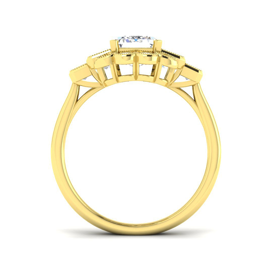 9ct Yellow Gold Emerald Cut Lab Grown Diamond Ring 2