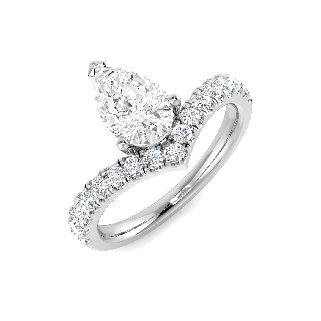 9ct White Gold Pear Lab Grown Diamond Ring 1
