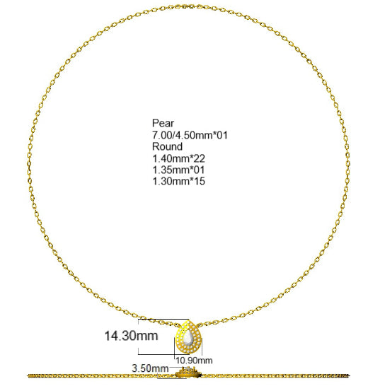 9ct Yellow Gold Pear Lab Grown Diamond Necklace 2