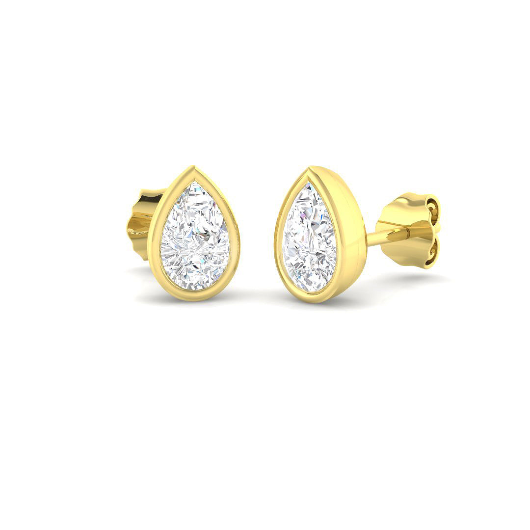 9ct Yellow Gold Pear Lab Grown Diamond Earrings 1