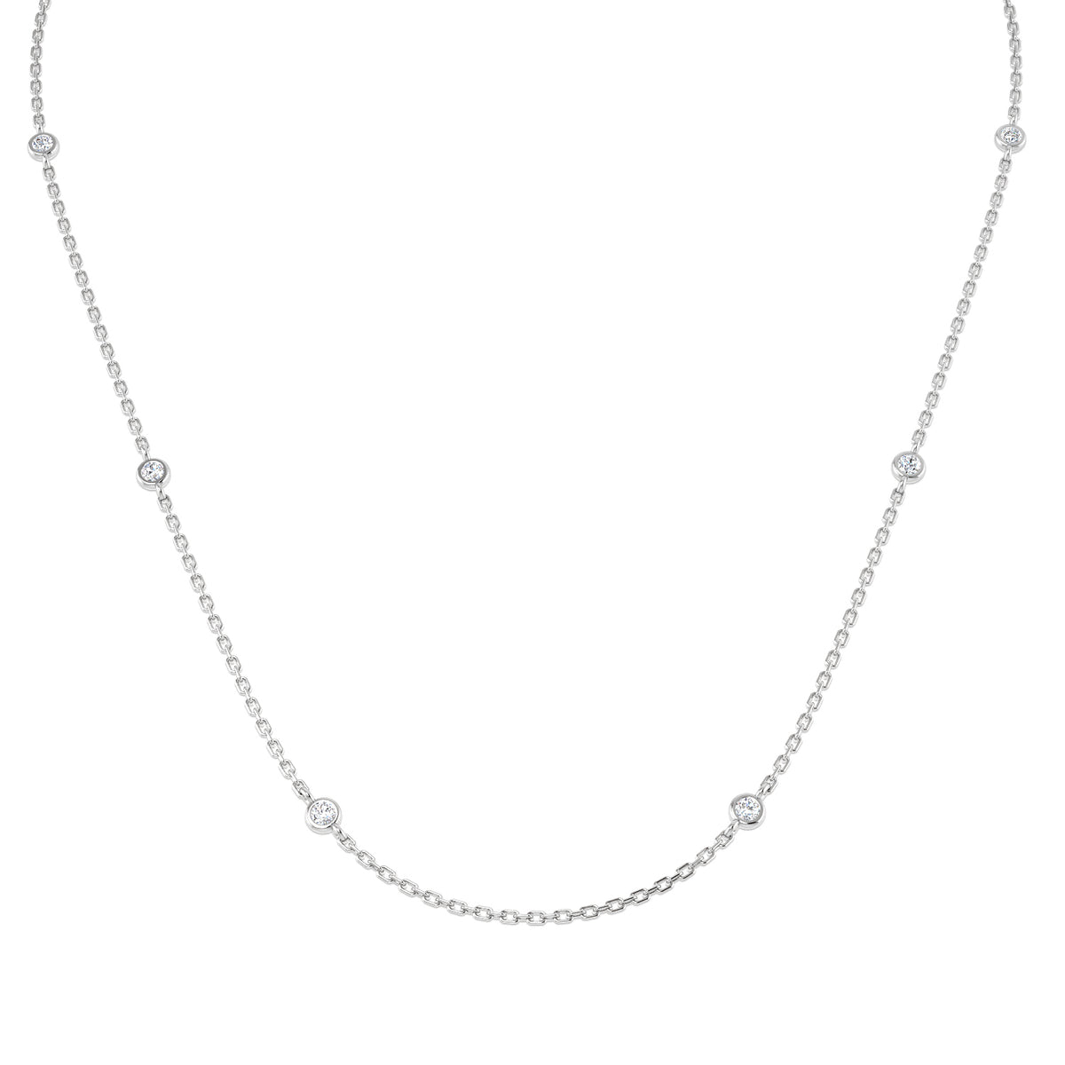 9ct White Gold Round Lab Grown Diamond Necklace 1