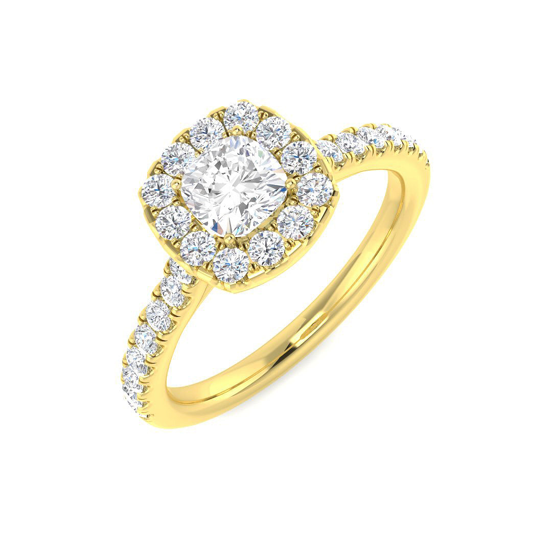 9ct Yellow Gold Cushion Lab Grown Diamond Ring 1