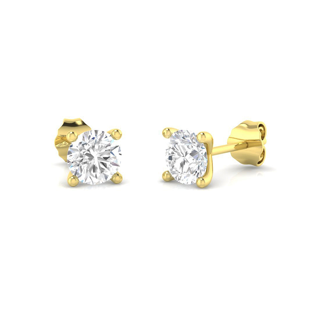 18ct Yellow Gold Round Lab Grown Diamond Earrings 1
