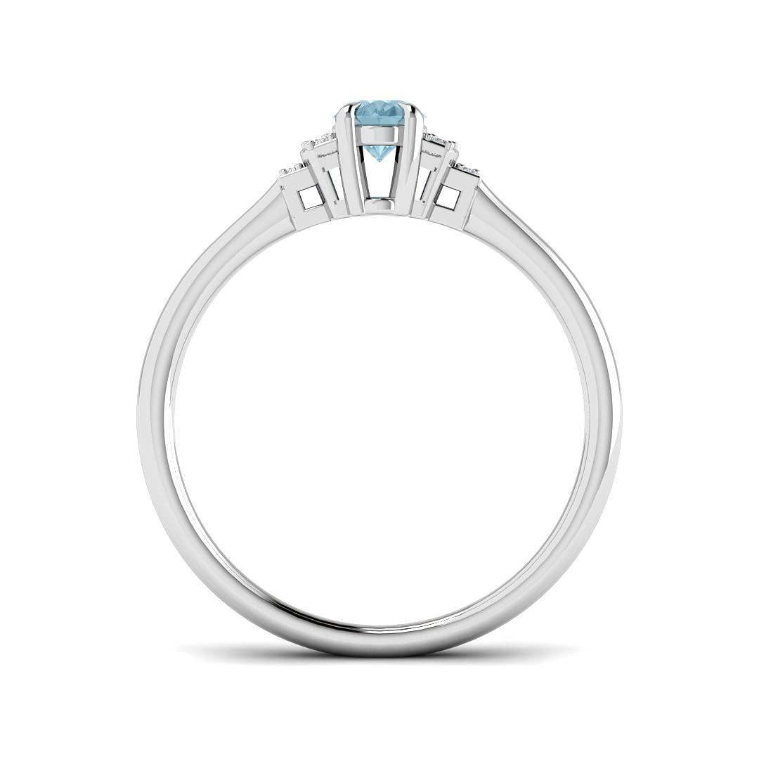 9ct White Gold Oval Aquamarine and Diamond Ring 2