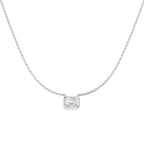 9ct White Gold Emerald Cut Lab Grown Diamond Necklace 1
