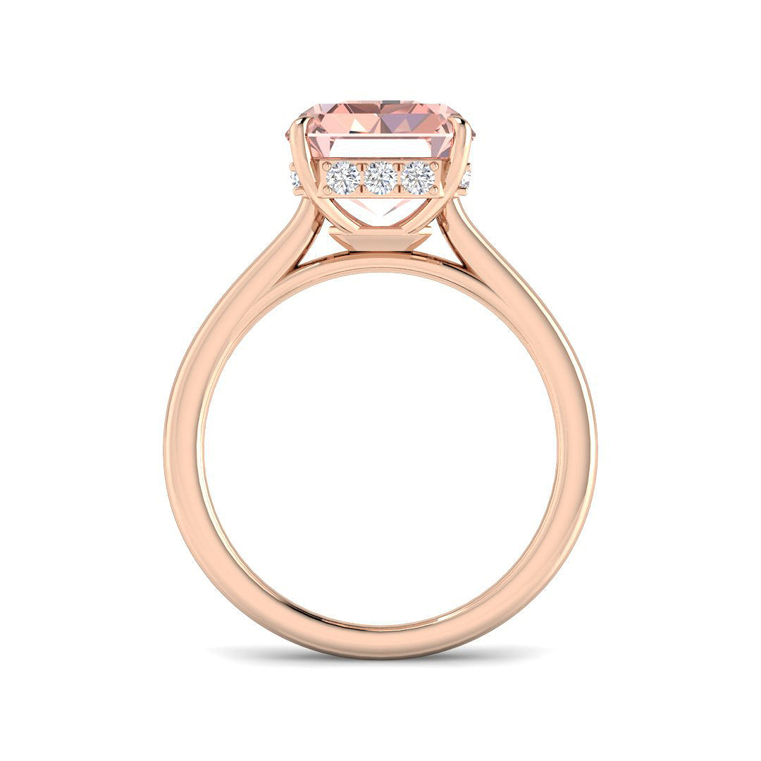 9ct Rose Gold Emerald Cut Lab Grown Diamond and Lab Pink Diamond Ring 2