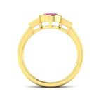 9ct Yellow Gold Baguette and Oval Pink Sapphire and Diamond Ring 2
