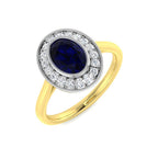 9ct Two Tone Oval Blue Sapphire and Diamond Ring 1
