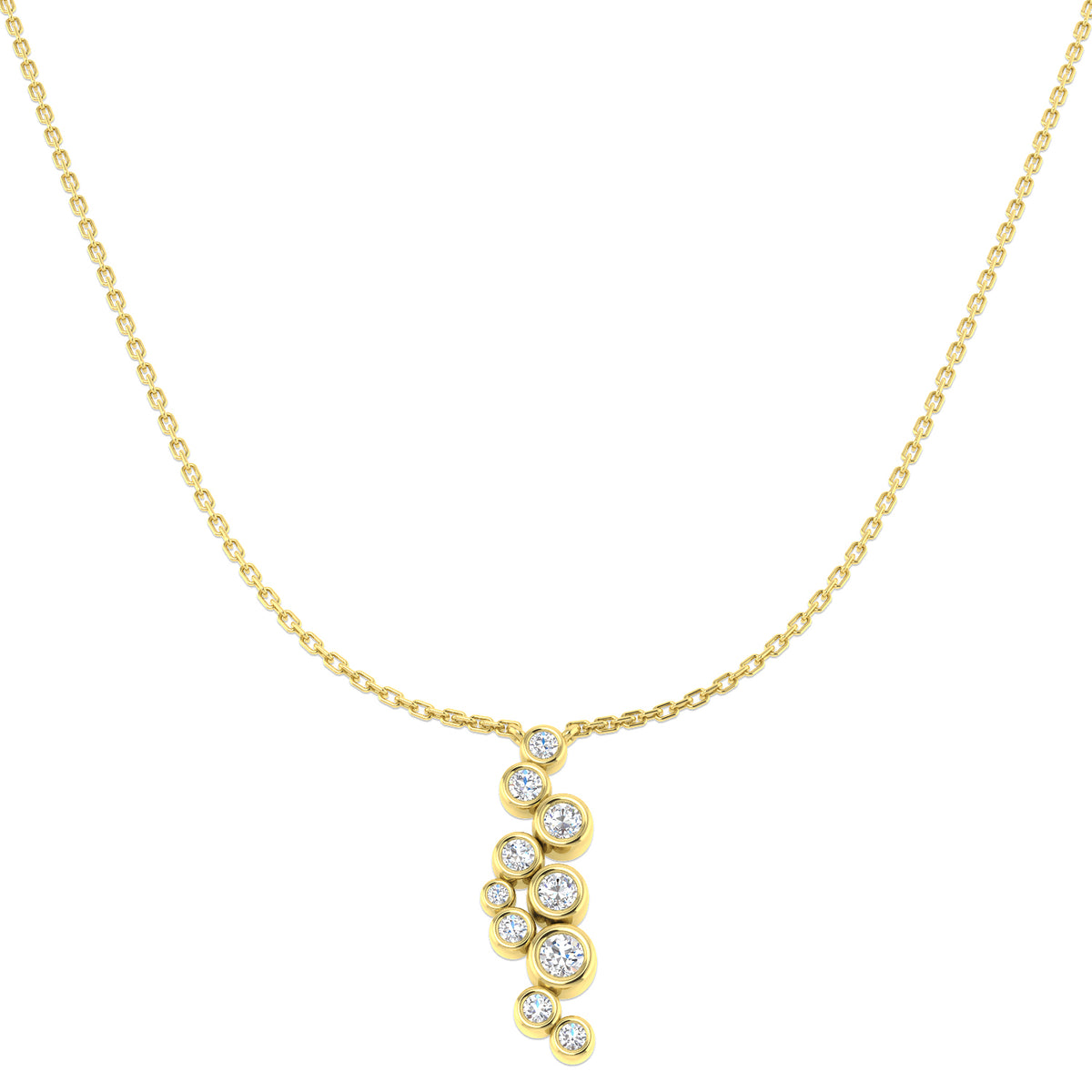 9ct Yellow Gold Round Lab Grown Diamond Necklace 1