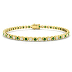 9ct Yellow Gold Round Lab Emerald and Lab Grown Diamond Bracelet 1