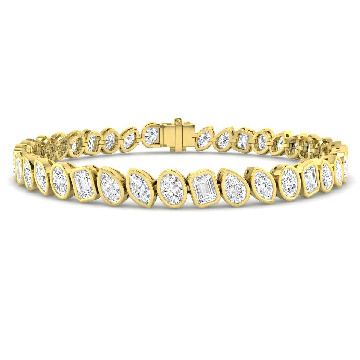 9ct Yellow Gold Emerald Cut and Marquise and Oval and Pear Lab Grown Diamond Bracelet 1
