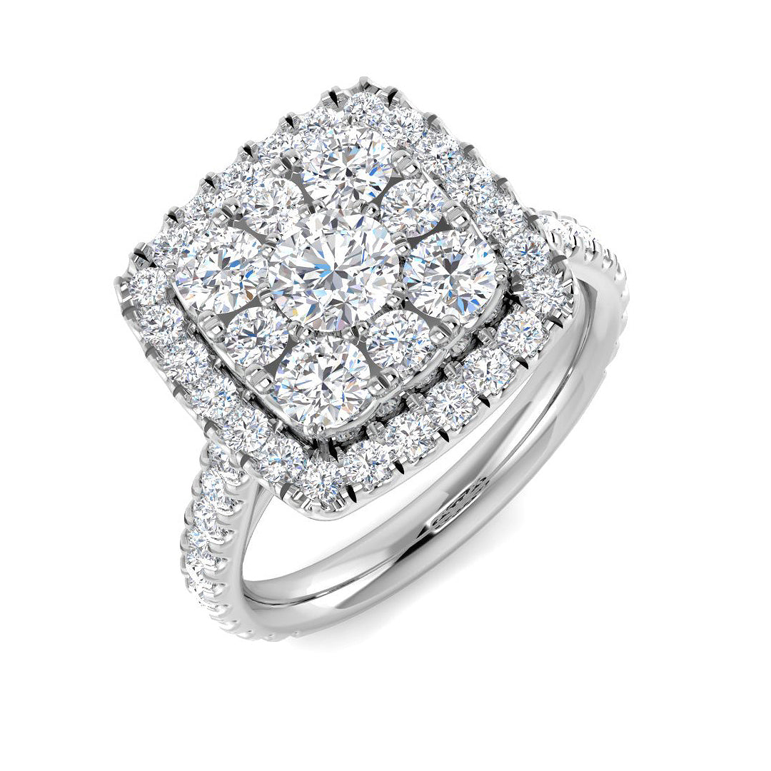 9ct White Gold Round Lab Grown Diamond Ring 1