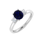 9ct White Gold Oval Blue Sapphire and Diamond Ring 1