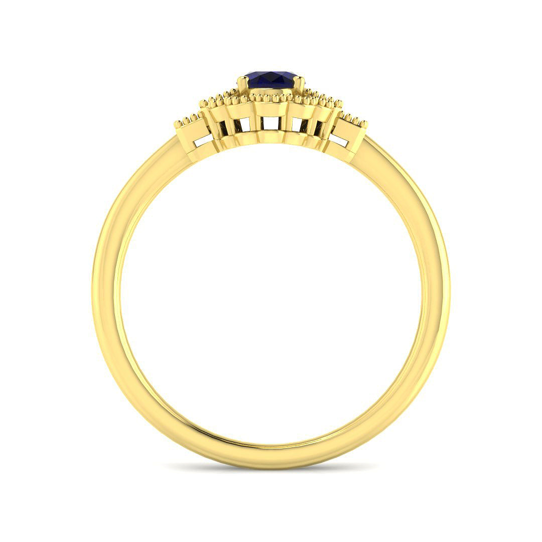 9ct Yellow Gold Baguette and Oval Multi Sapphire and Diamond Ring 5