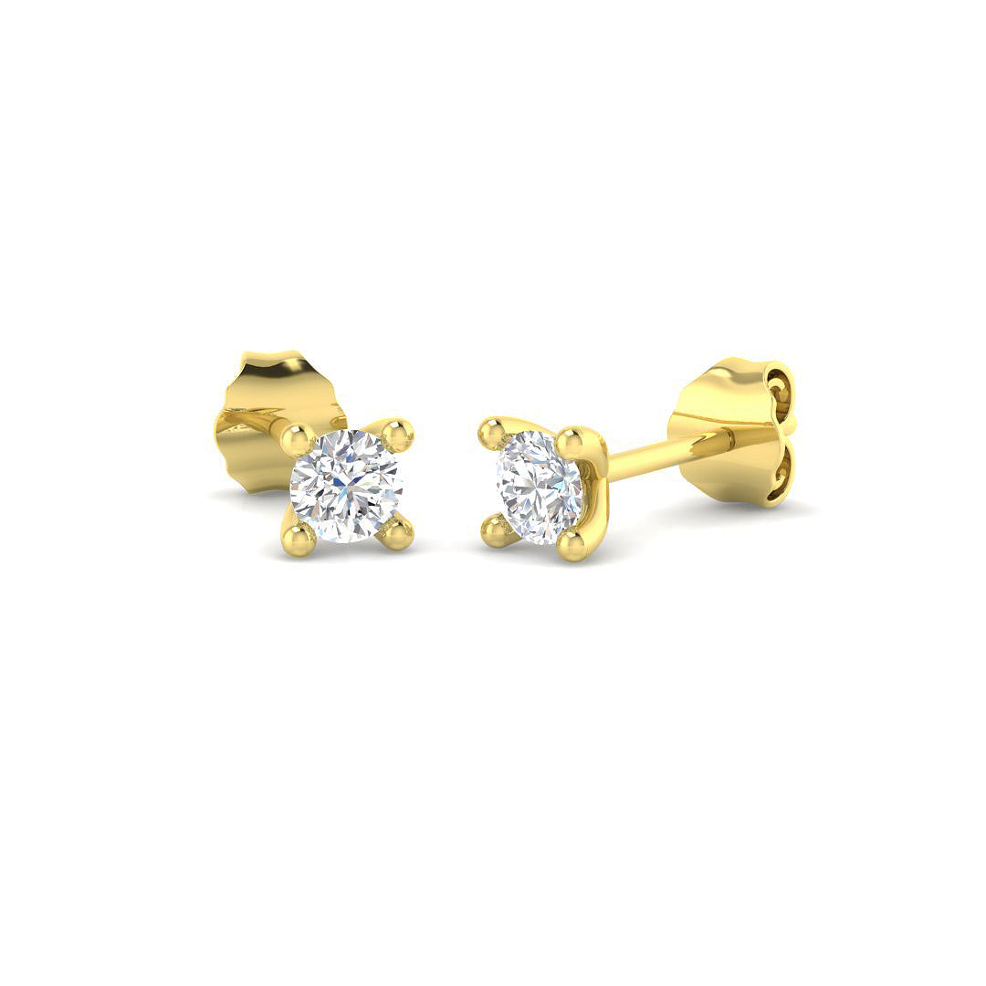 9ct Yellow Gold Round Lab Grown Diamond Earrings 1