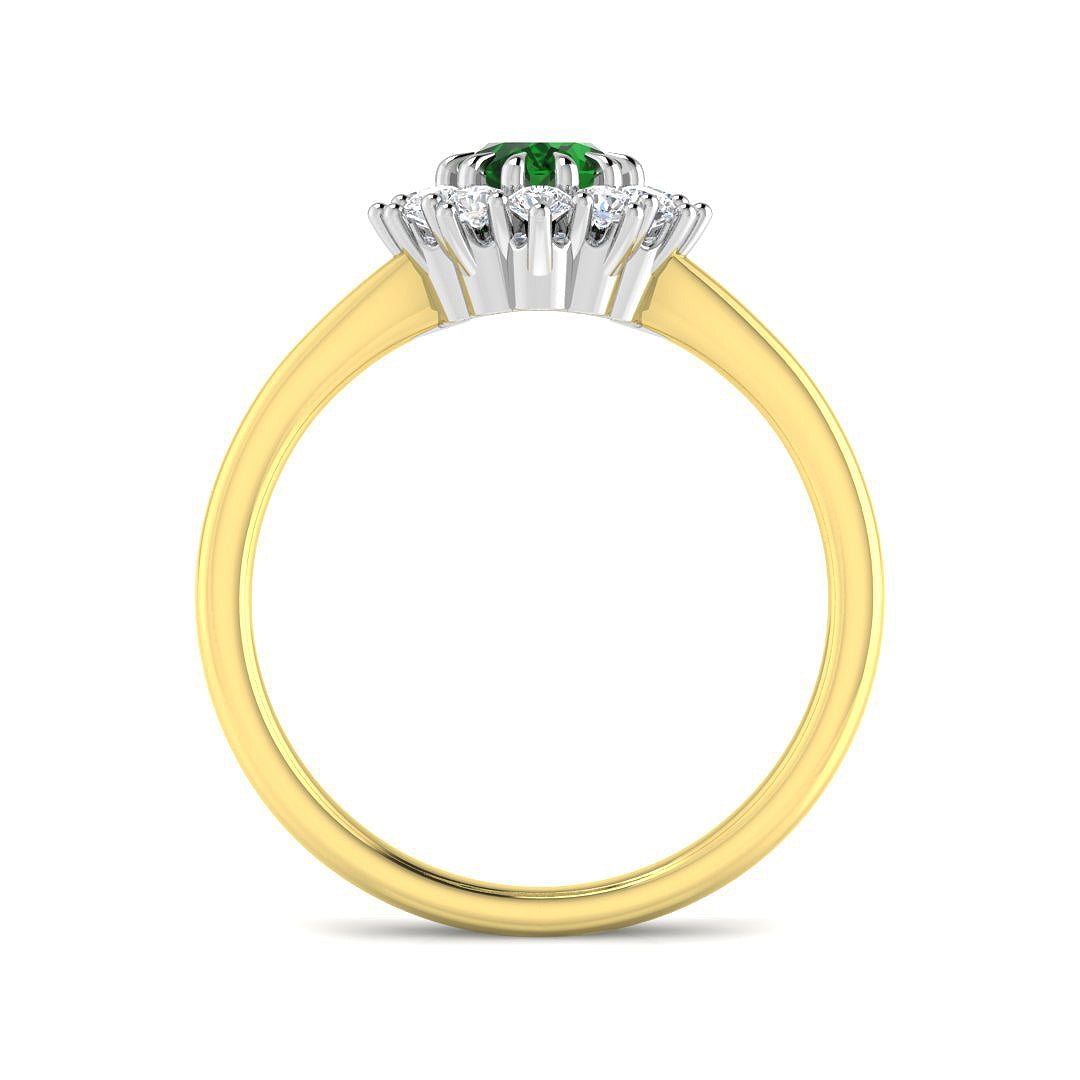 9ct Two Tone Oval Emerald and Diamond Ring 2