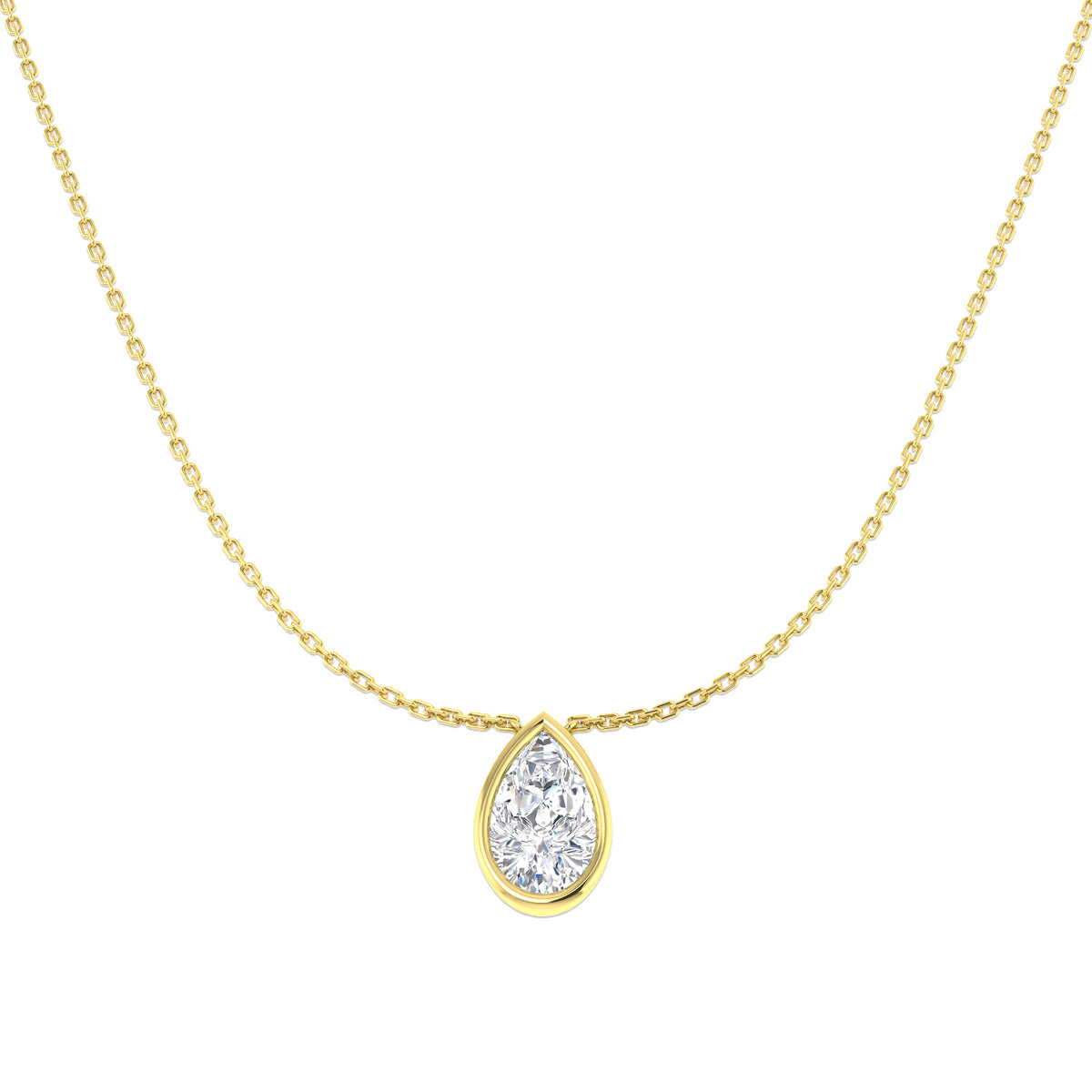 9ct Yellow Gold Pear Lab Grown Diamond Necklace 1