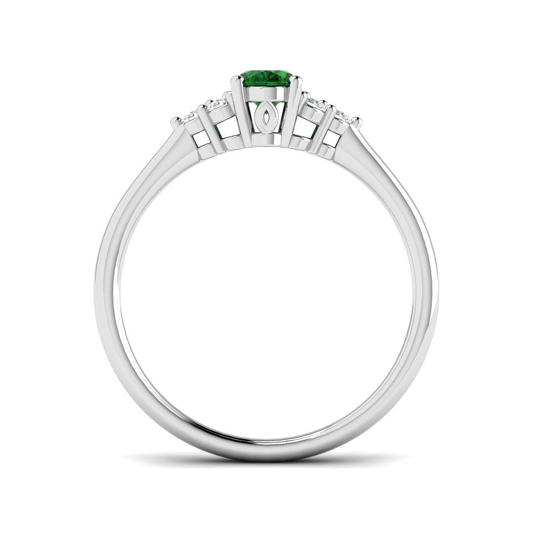9ct White Gold Oval Emerald and Diamond Ring 2