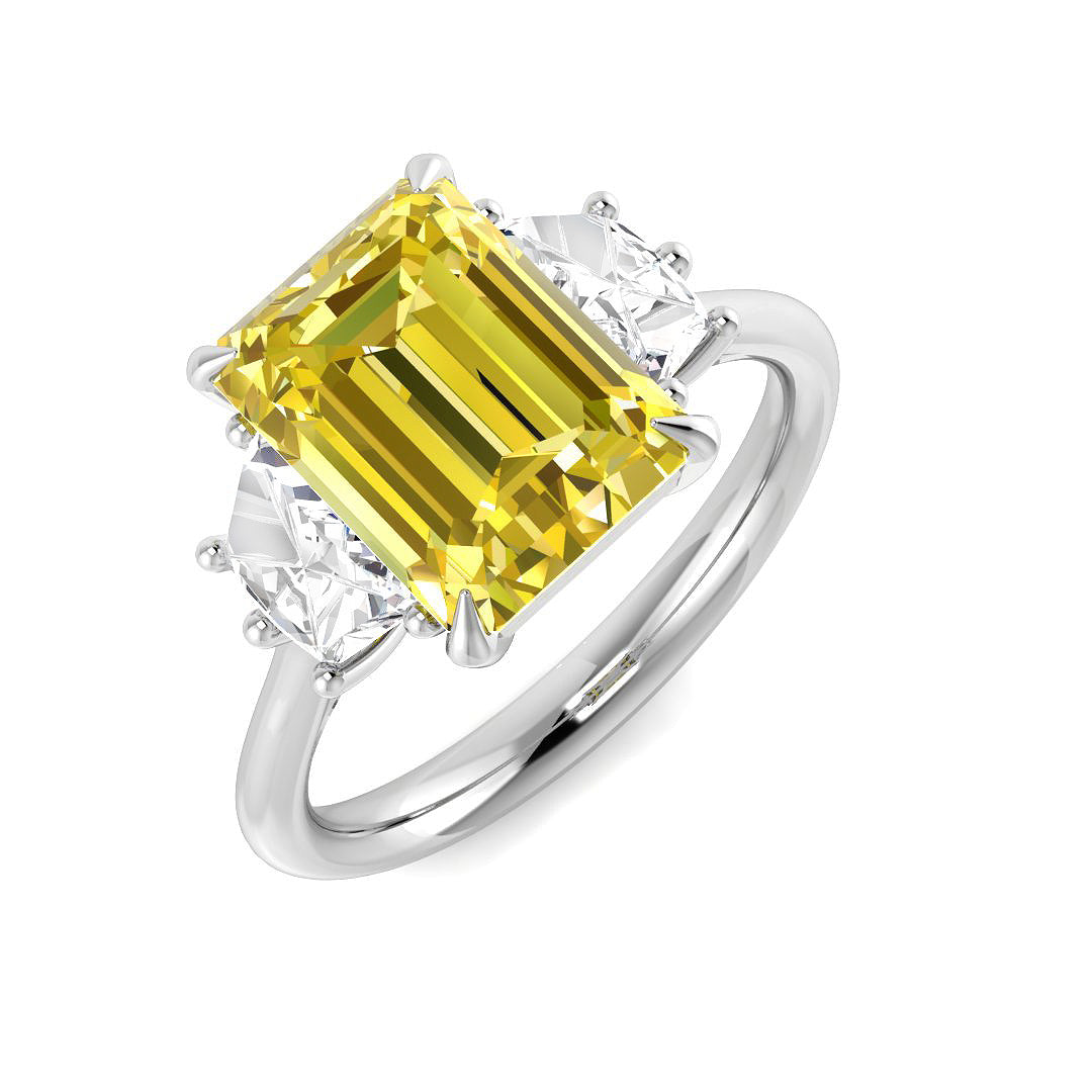 Platinum Cadillac and Radiant Lab Grown Diamond and Lab Yellow Diamond Ring 1