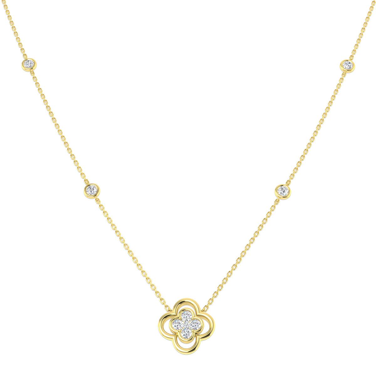 9ct Yellow Gold Round Lab Grown Diamond Necklace 1