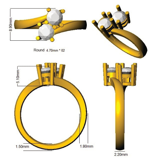 9ct Yellow Gold Round Lab Grown Diamond Ring 3