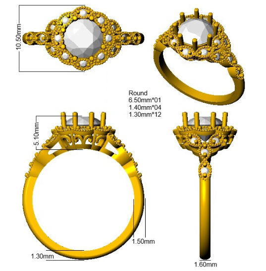 9ct Yellow Gold Round Lab Grown Diamond Ring 3