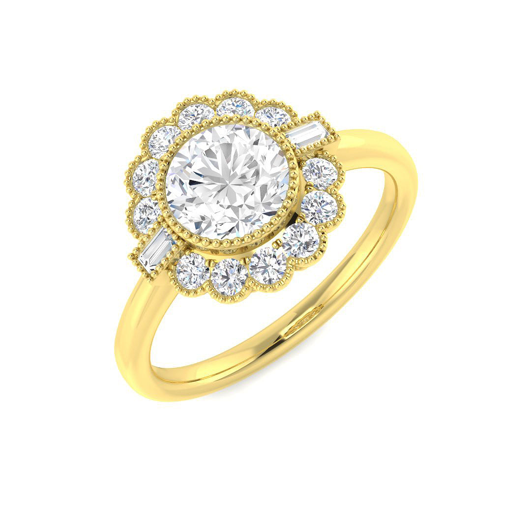 9ct Yellow Gold Baguette Cvd Old Cut Ring 1